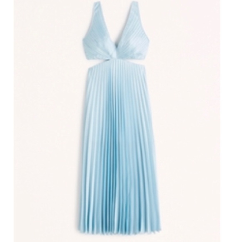 A&F Giselle Pleated Cutout Maxi Dress Baby Blue